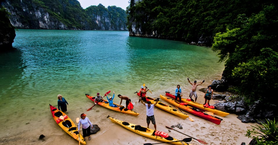 Kayaking in Halong Bay - Grandiose North-east Vietnam motorbike tour and Halong Bay - 9 Days
